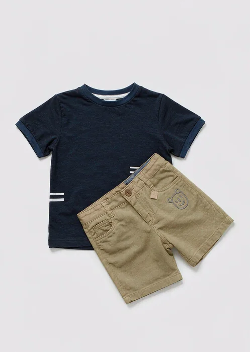 Boys Navy Tee & Chino Shorts Set